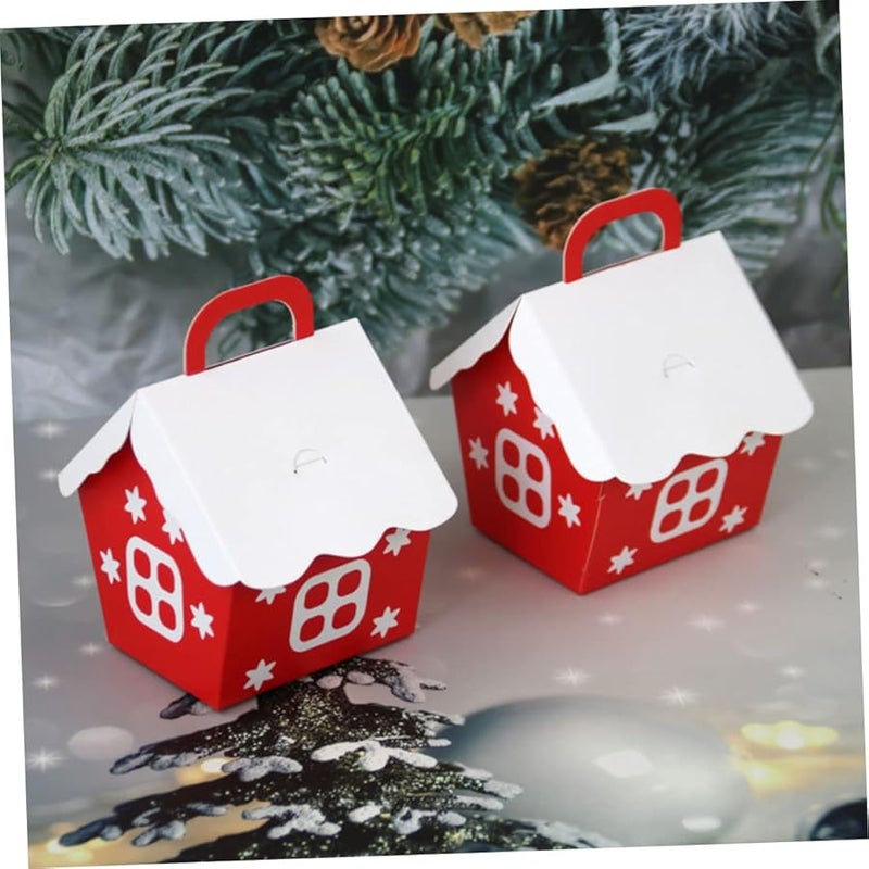 Christmas Red Little House Candy Box 25pcs Festive Treats Storage Container For Weddings Home Parties - Image 2